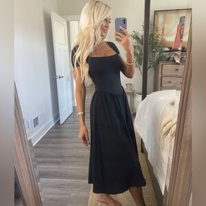 Black A-Line Midi Dress
